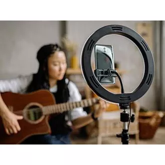 Inel de lumină Powerton LIFE, 13", reglare culoare și luminozitate, suport telefon și trepied, REDUCERE