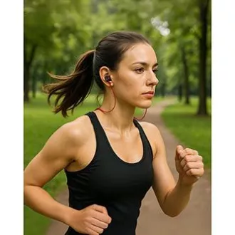 Căști Bluetooth fără fir Powerton LIFE ARIVO, negru-roșu