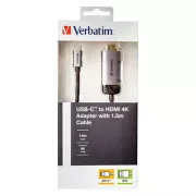 Hub USB (3.1) 1 port, 49144, gri, lungime cablu 1,5 m, Verbatim, adaptor USB C la HDMI