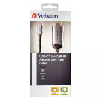 Hub USB (3.1) 1 port, 49144, gri, lungime cablu 1,5 m, Verbatim, adaptor USB C la HDMI