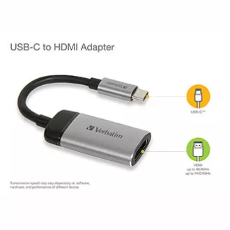 Hub USB (3.1) 1 port, 49143, gri, lungime cablu 10 cm, Verbatim, 1x HDMI