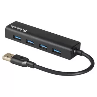 HUB USB (3.0) cu 4 porturi, Quadro Express, negru, Defender, compact.