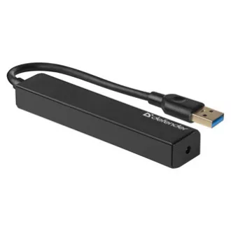 HUB USB (3.0) cu 4 porturi, Quadro Express, negru, Defender, compact.