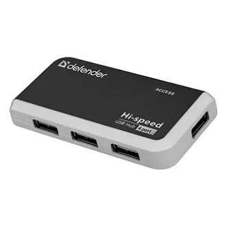 Hub USB (2.0) cu 4 porturi, Quadro Infix, negru-gri, Defender, indicator LED, compact.