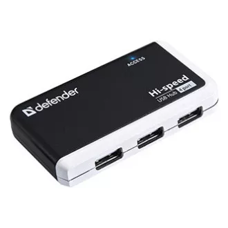 Hub USB (2.0) cu 4 porturi, Quadro Infix, negru-gri, Defender, indicator LED, compact.