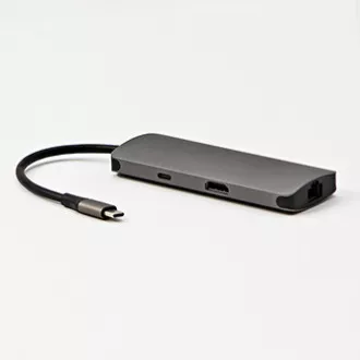 Stație de andocare USB 3.1 Type-C gri, Nouă, HDMI, RJ45, microSD, USB C (PD), 2x USB3.0