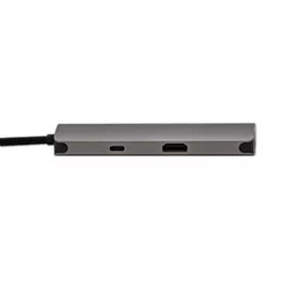 Stație de andocare USB 3.1 Type-C gri, Nouă, HDMI, RJ45, microSD, USB C (PD), 2x USB3.0