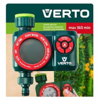 Întrerupător electronic Verto cu 4 funcții, timp maxim de oprire 360 de minute, 1/2" și 3/4", verde, 15G751