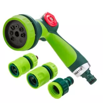 Set pistol de pulverizare Verto (8 funcții) 2 cuplaje rapide și racord robinet, 1/2", verde, 15G712 Set pistol de pulverizare Verto (8 funcții) 2 cuplaje rapide și racord robinet, 1/2", verde, 15G712