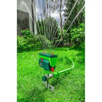 Pulverizator oscilant Verto, 16 duze pentru suprafețe de până la 14x19m, 1/2" și 3/4", verde, 15G773