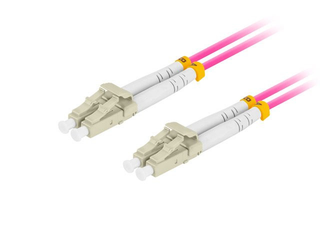 LANBERG cablu de racordare optic MM LC/UPC-LC/UPC duplex 1m LSZH OM4 50/125 diametru 3mm, culoare magenta