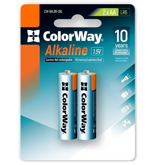 Baterii alcaline Colorway AA/ 1.5V/ 2 bucăți în pachet/ Blister