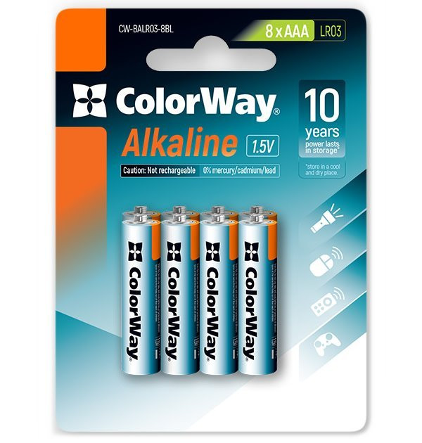 Baterii alcaline Colorway AAA/ 1.5V/ 8 bucăți în pachet/ Blister