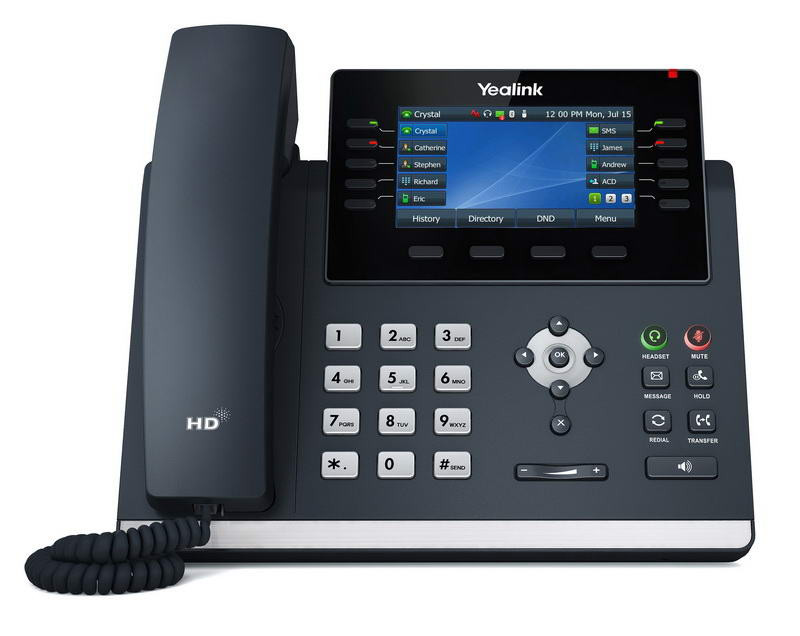 Yealink SIP-T46U SIP phone, PoE, 4,3" 480x272 LCD, 27 linii, 2xUSB, Gig