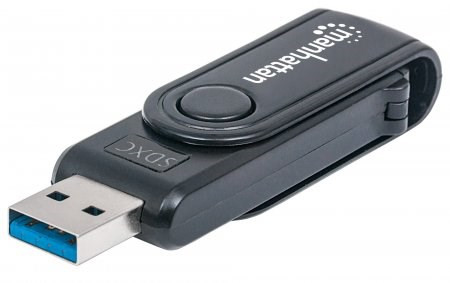 MANHATTAN Mini cititor de carduri de memorie, 24 în 1, USB 3.0, negru, extern