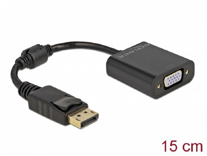 Delock DisplayPort 1.2 masculin la VGA feminin pasiv negru