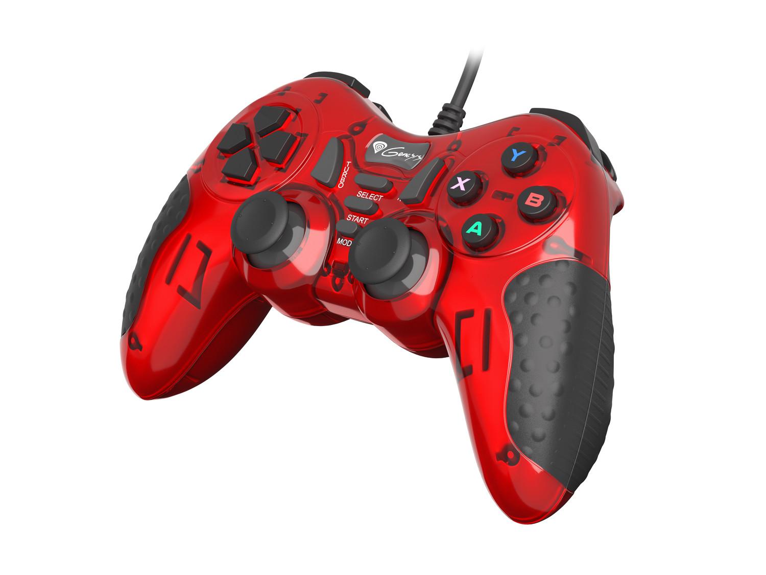 Gamepad cu fir Genesis MANGAN 200, pentru PC, vibrații, roșu