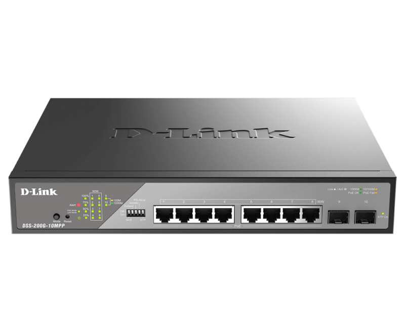 D-Link DSS-200G-10MPP/E Comutator de supraveghere Gigabit Ethernet PoE cu 10 porturi D-Link DSS-200G-10MPP/E