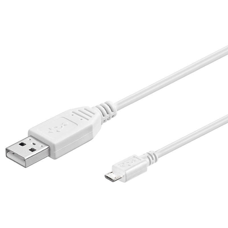 Cablu PremiumCord Micro USB 2.0, AB 0,5 m, alb