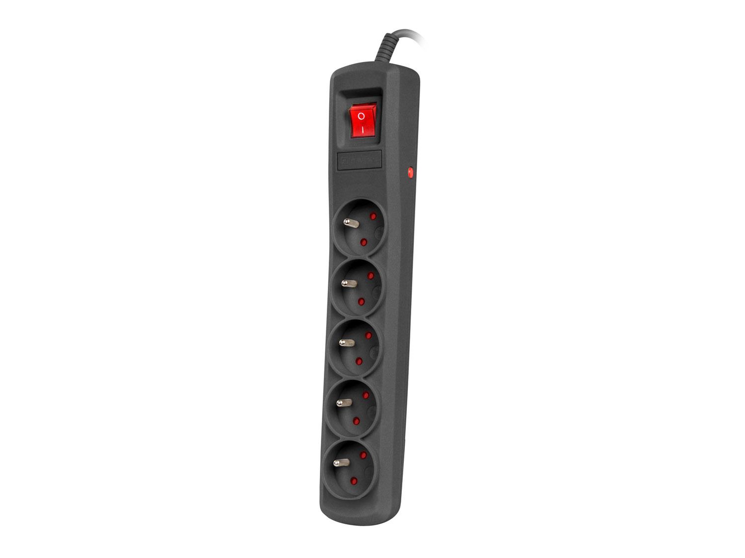 Protector de supratensiune Natec BERCY 400, 3m, 5 prize, intrerupator, negru