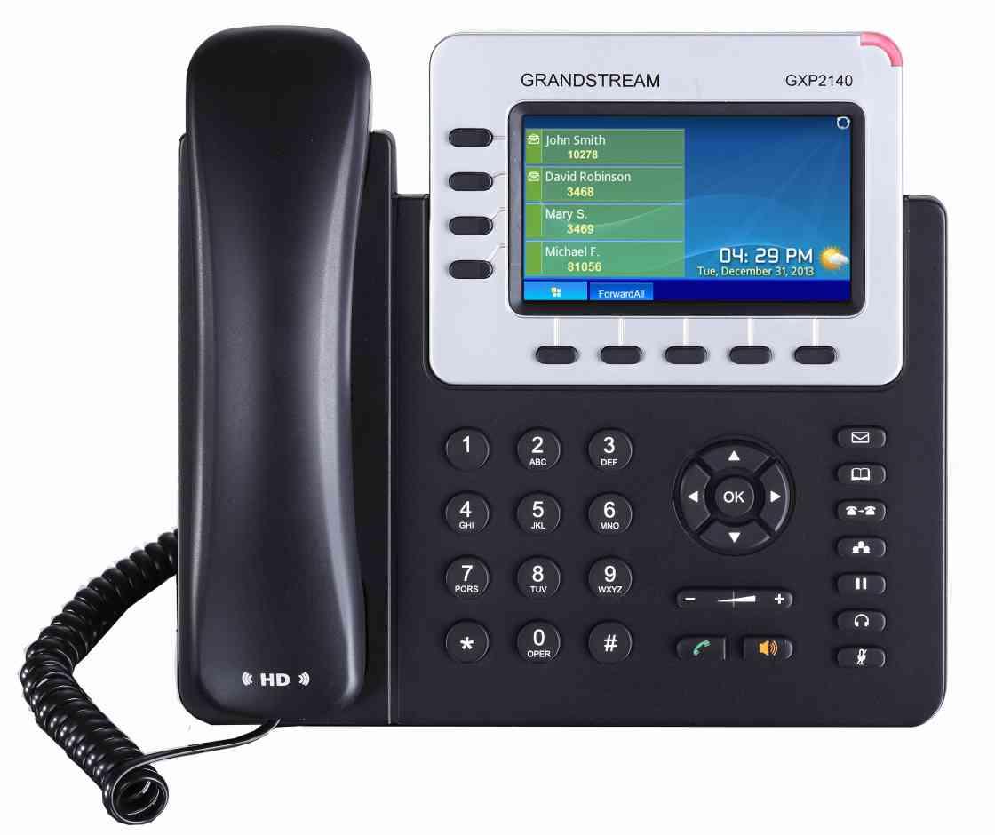 Grandstream GXP2140, afișaj TFT cu bare de 4,3", 4 conturi SIP, 4 canale de programe, BT, port dual Gbit, PoE
