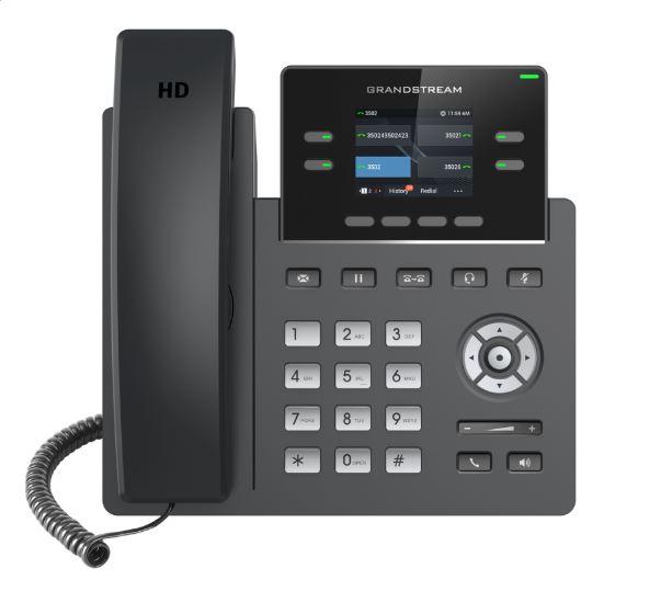Grandstream GRP2612, ecran TFT cu bare de 2,4", 2 conturi SIP, 4 canale de program, 16 canale BLF, port dual 10/100 Mb