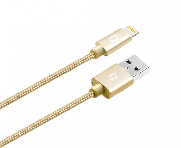 Cablu ALIGATOR PREMIUM 2A, Lightning 2m, auriu
