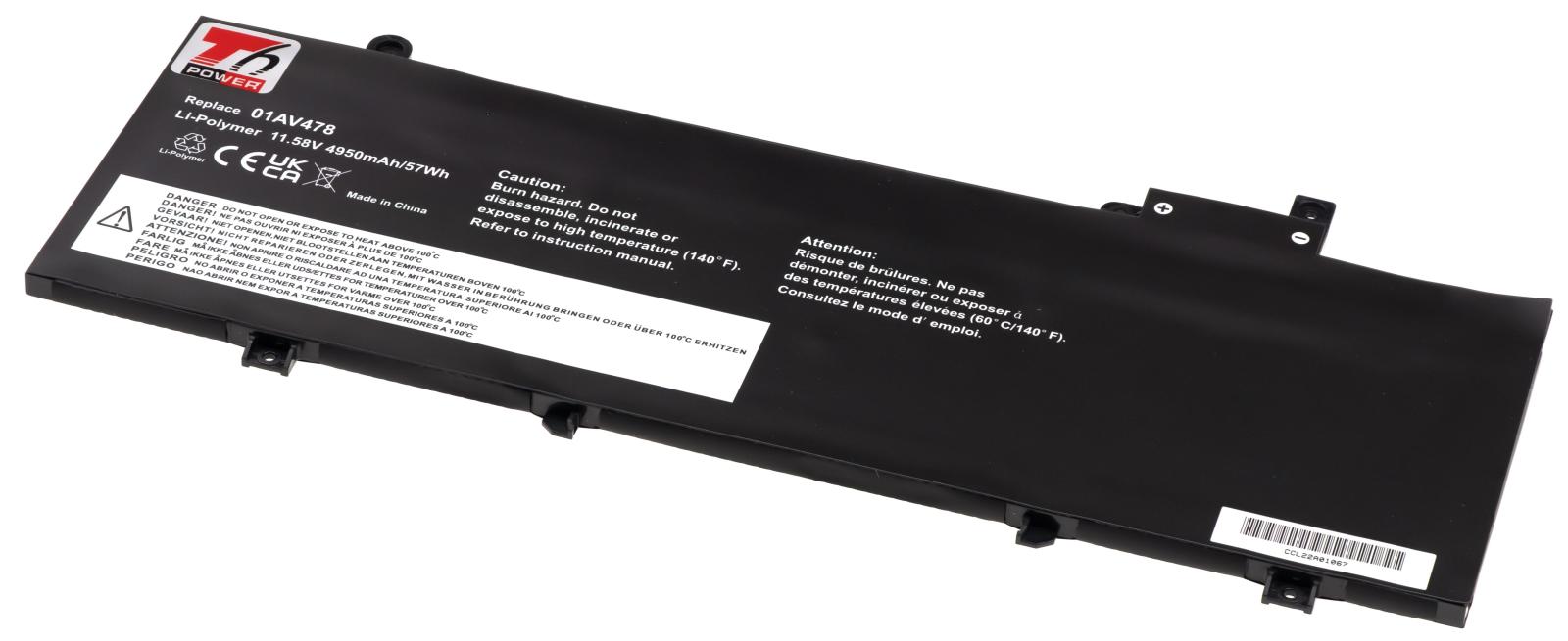 Baterie T6 Power Lenovo ThinkPad T480s series, 4950mAh, 57Wh, 3celule, Li-Pol