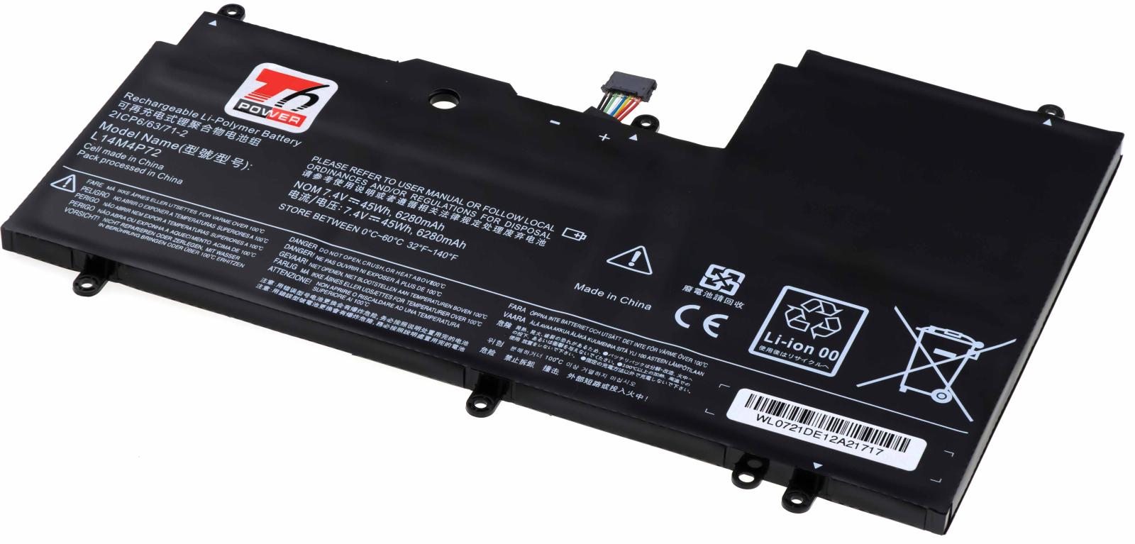 Baterie T6 Power Lenovo IdeaPad Yoga 3 14, 3 1470, Yoga 700-14ISK, 6280mAh, 45Wh, 4celule, Li-pol