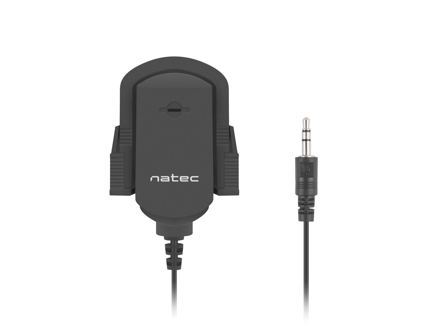 Microfon Natec Fox, suport adeziv, mufă de 3,5 mm, 1,8 m