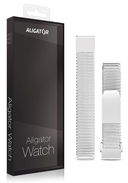 Curea metalica de schimb pentru Aligator Watch Lady 16mm, argintie