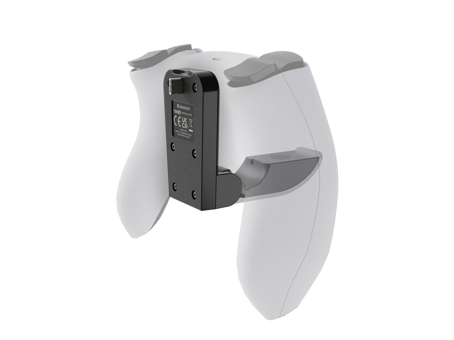 Încărcător pentru gamepad Genesis TIN 300 pentru consola PS5, alb-negru