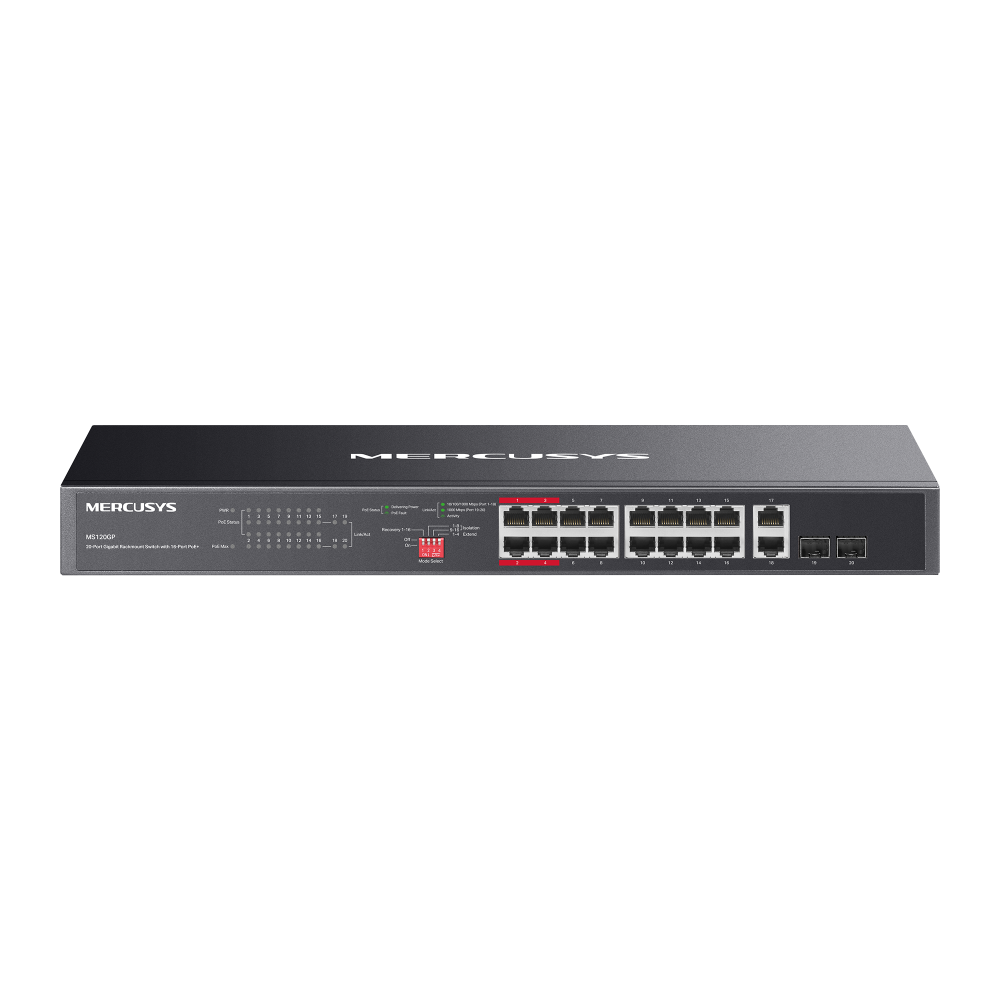 Comutator desktop Mercusys MS120GP 20xGb (16xPOE+)