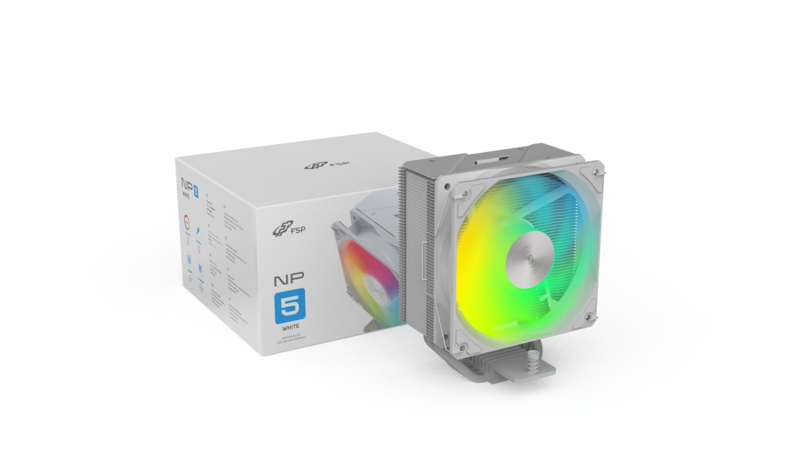 Cooler CPU FSP NP5-WA, ventilator HDB de 120 mm, alb
