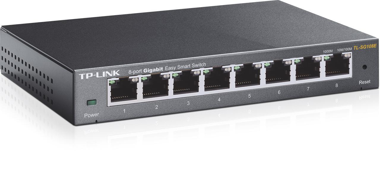Switch inteligent TP-Link TL-SG108E, fără ventilator, 8x GB