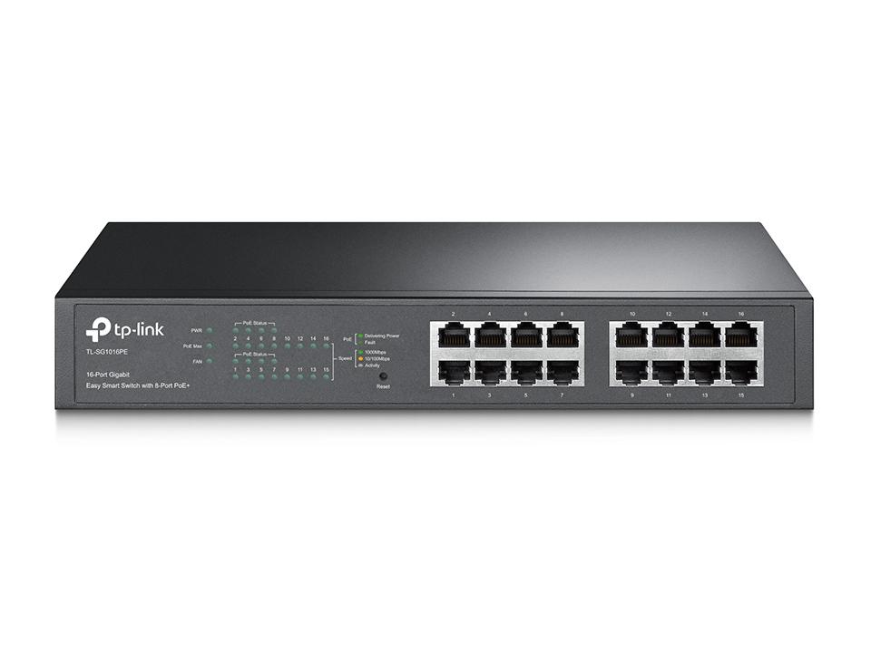 TP-Link TL-SG1016PE 16xGb,(8xPOE+) comutator rack inteligent ușor de utilizat, 150W