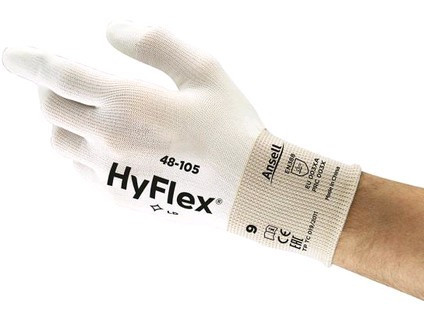 Mănuși acoperite ANSELL HYFLEX 48-105, albe, mărimea 8