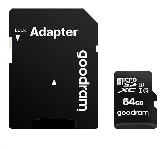 Placă GOODRAM MicroSDXC 64GB M1AA, UHS-I Clasa 10, U1 + adaptor