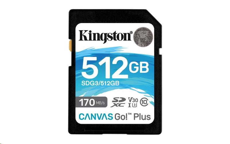 Kingston 512GB SecureDigital Canvas Go! Card Plus (SDXC), 170R 90W Clasa 10 UHS-I U3 V30