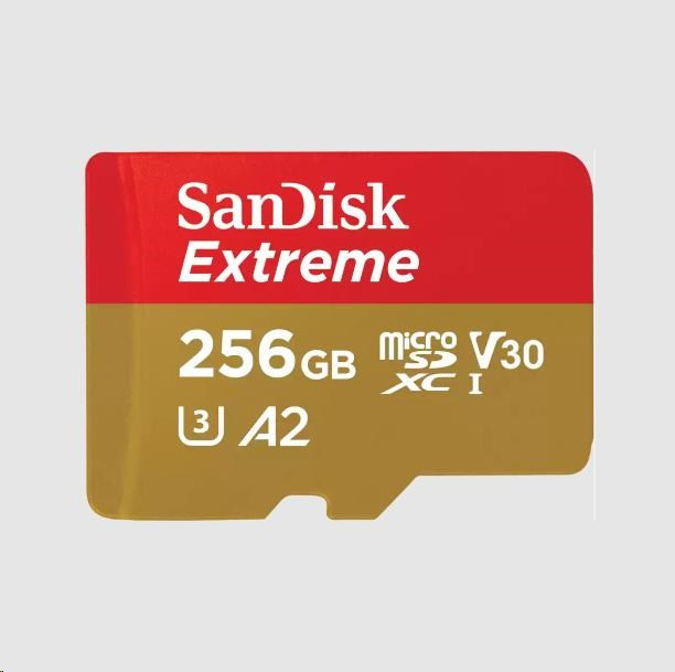 Card SanDisk micro SDXC 256GB Extreme (190 MB/s Class 10, UHS-I U3 V30) adaptor