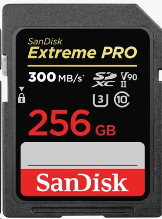 Card SanDisk SDHC 256GB Extreme PRO (300 MB/s, Clasa 10, UHS-II U3 V90)