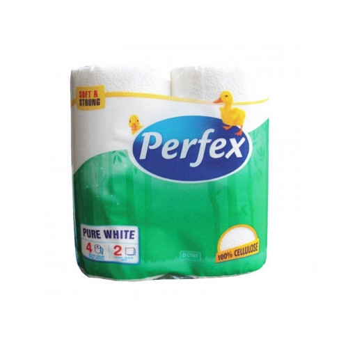 Hârtie igienică Perfex plus 2vrs. alb 100% celuloză 4roluri / vânzare doar la pachet
