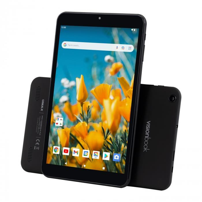 UMAX VisionBook Tablet 8L Plus -8" IPS 1280x800, Allwinner A133@1, 6GHz, 2GB, 32GB, PowerVR GE8300, Android 12 Go, negru