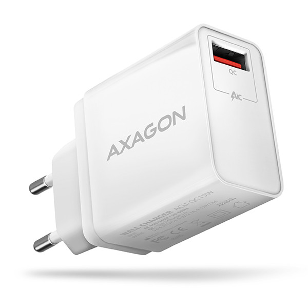 AXAGON ACU-QC19W, încărcător de rețea QC 19W, 1x port USB-A, QC3.0/AFC/FCP/SMART, alb