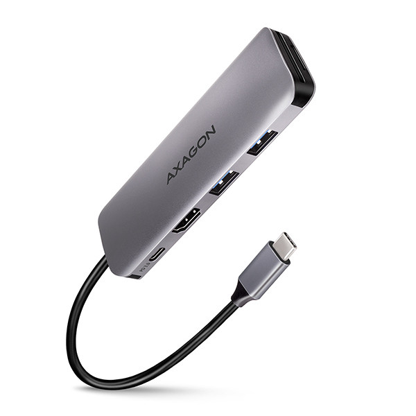 AXAGON HMC-5, hub USB 3.2 Gen 1, porturi 2x USB-A, HDMI, slot SD / microSD, PD 100W, cablu USB-C 20cm